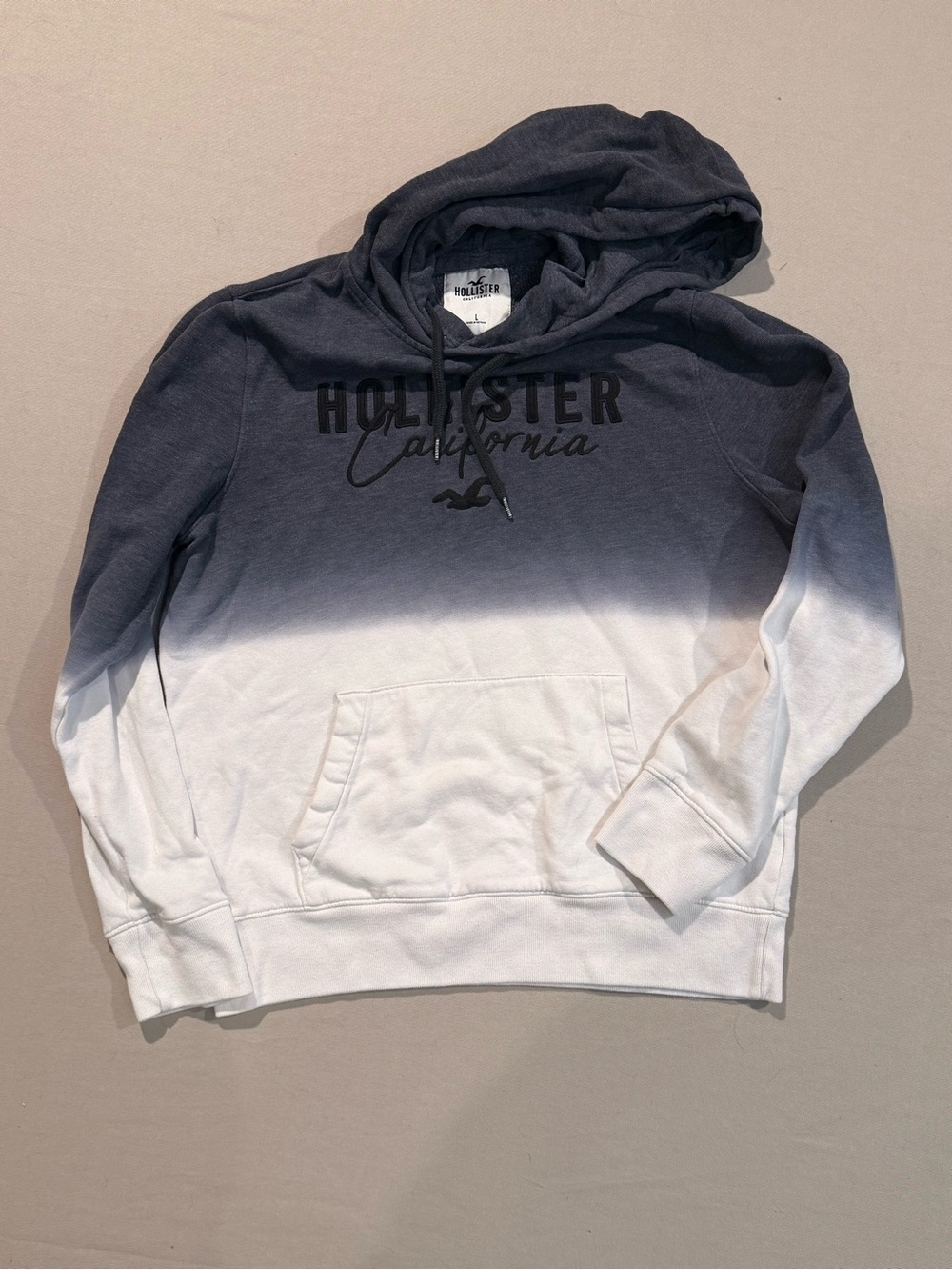 Hollister Women’s Ombre Hoodie - Navy & White size L